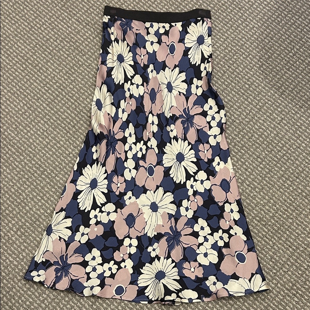 Rails Floral Midi Skirt in Navy, Blush & Ivory